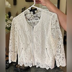 Forever21 white lace jacket size small